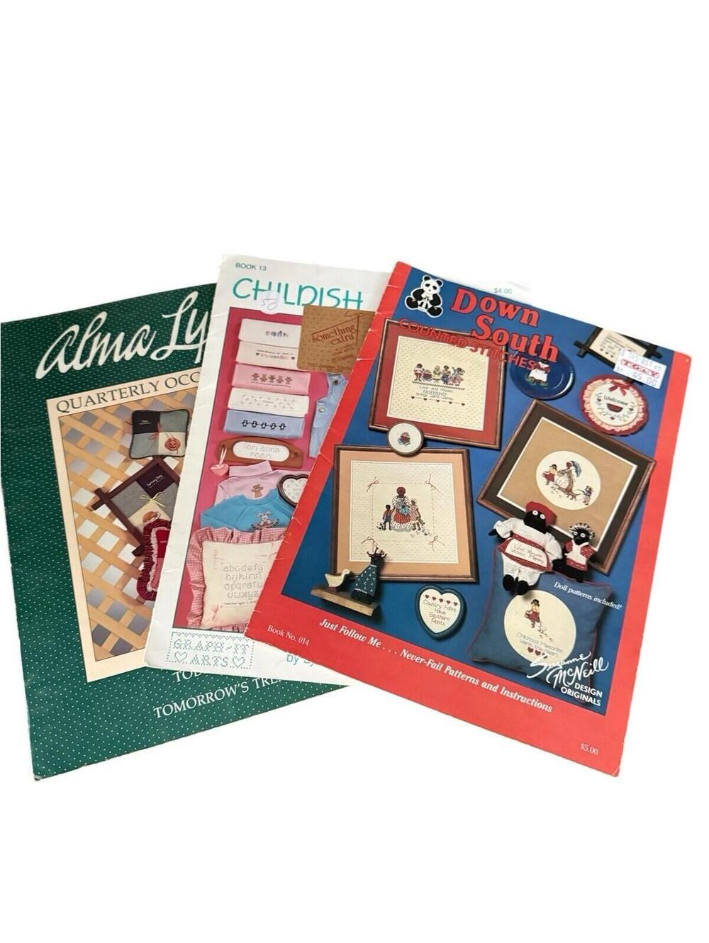 Three Cross Stitch Instructional Pattern Leaflets See Description